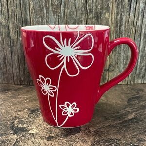 Starbucks | Red | Etched Flower Design | 2007 | Collectible Mug | 15oz